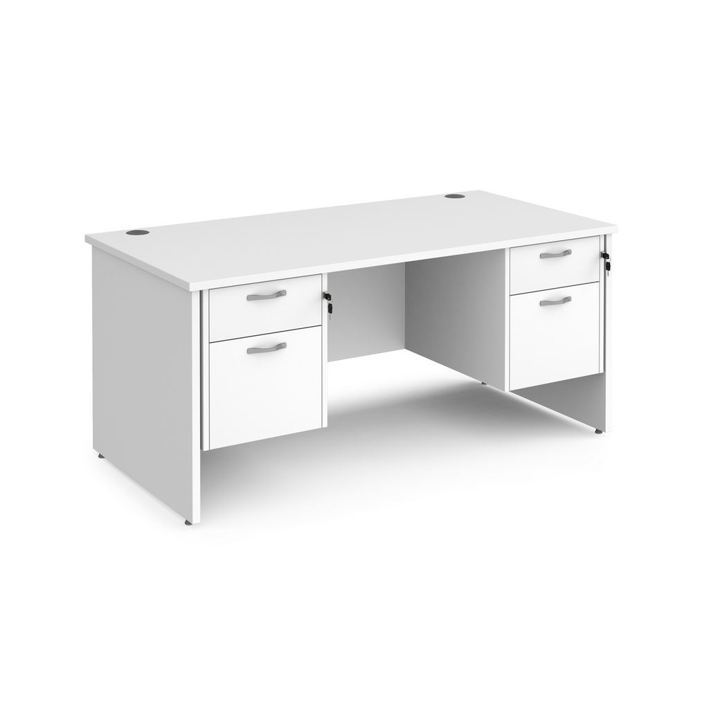 Picture of Maestro 25 straight desk 1600mm x 800mm with two x 2 drawer pedestals - white top with panel end leg