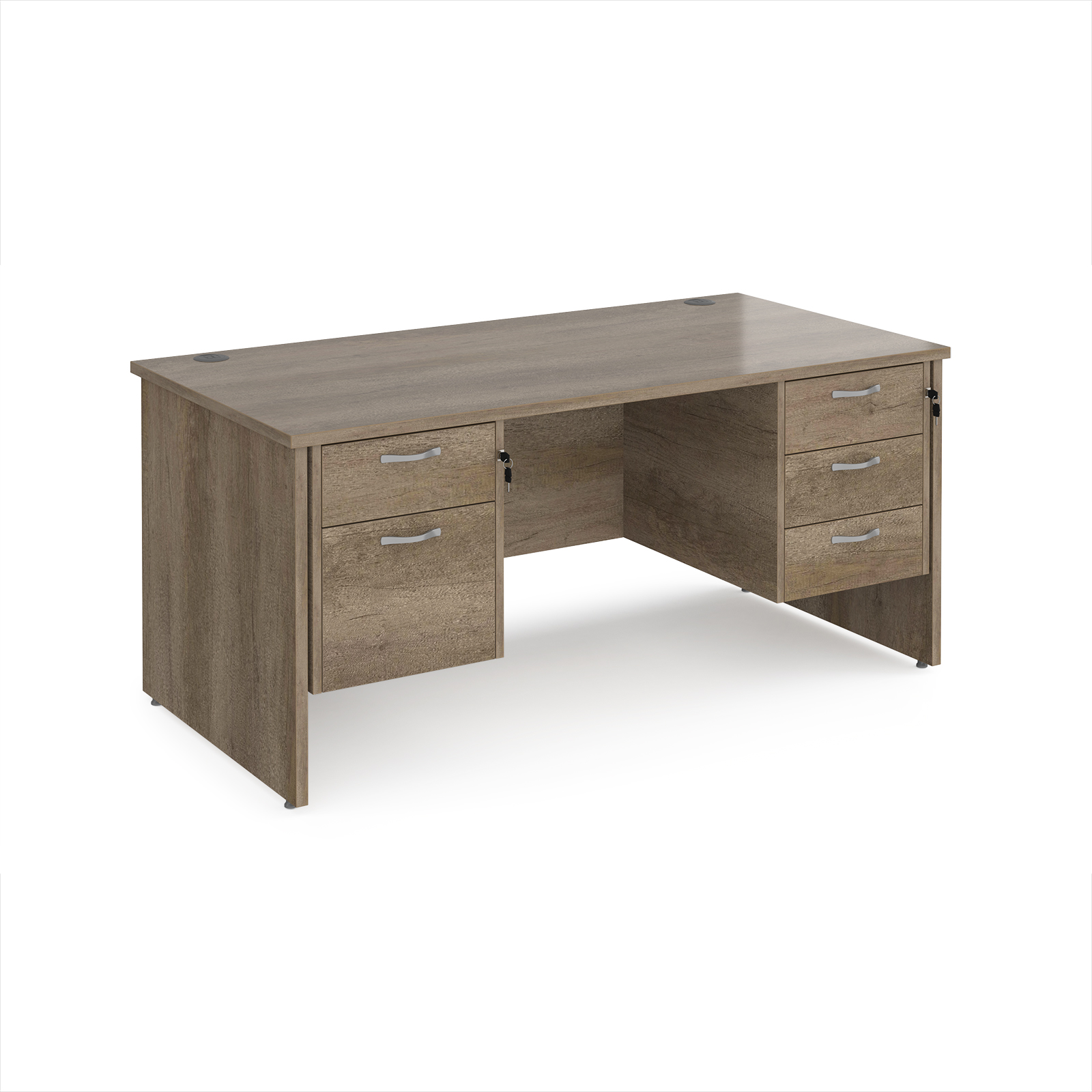 Picture of Maestro 25 straight desk 1600mm x 800mm with 2 and 3 drawer pedestals - Nebraska top with panel end leg