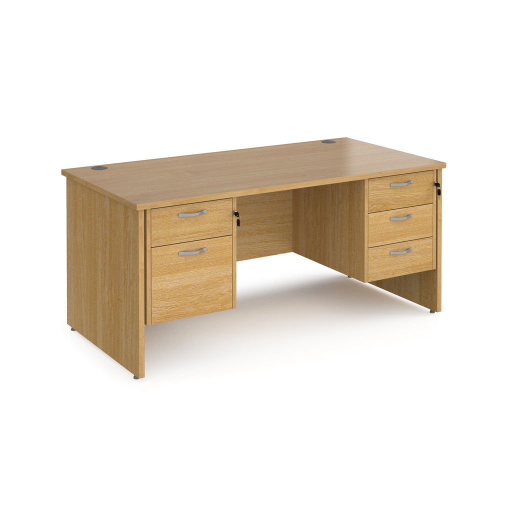 Picture of Maestro 25 straight desk 1600mm x 800mm with 2 and 3 drawer pedestals - oak top with panel end leg