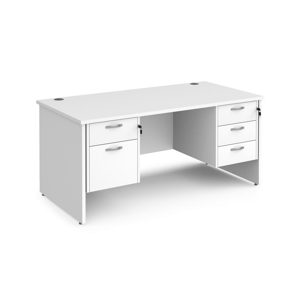 Picture of Maestro 25 straight desk 1600mm x 800mm with 2 and 3 drawer pedestals - white top with panel end leg