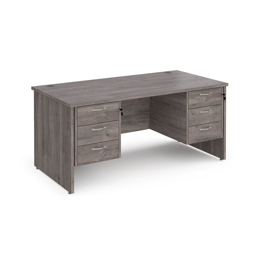 Picture of Maestro 25 straight desk 1600mm x 800mm with two x 3 drawer pedestals - grey oak top with panel end leg