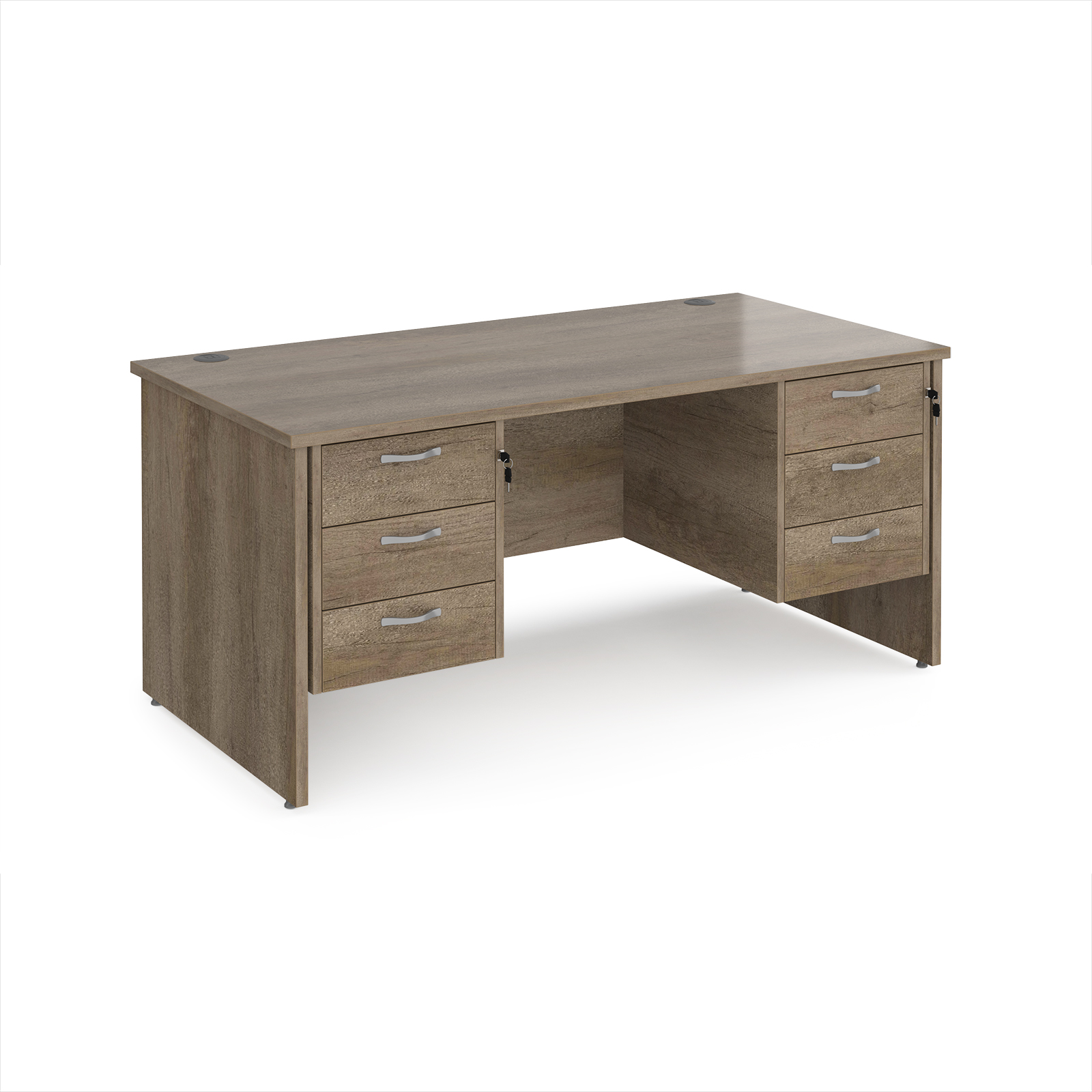 Picture of Maestro 25 straight desk 1600mm x 800mm with two x 3 drawer pedestals - Nebraska top with panel end leg
