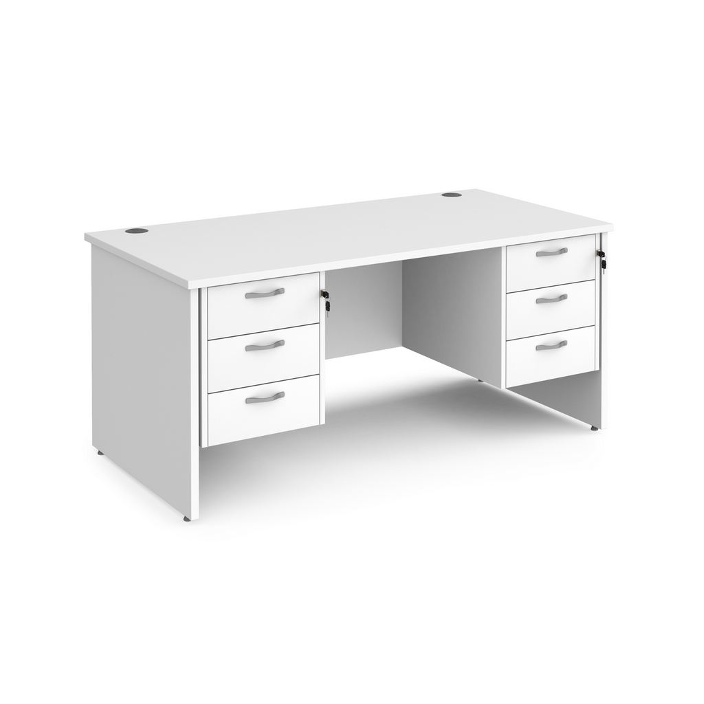 Picture of Maestro 25 straight desk 1600mm x 800mm with two x 3 drawer pedestals - white top with panel end leg