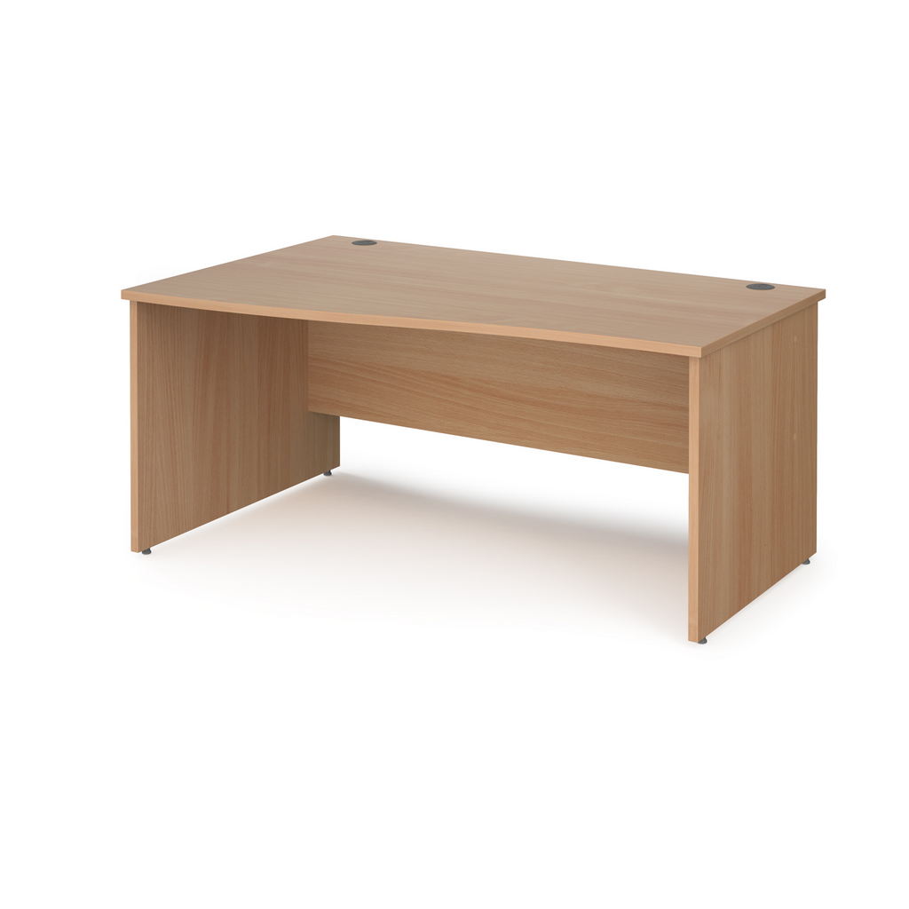 Picture of Maestro 25 left hand wave desk 1600mm wide - beech top with panel end leg