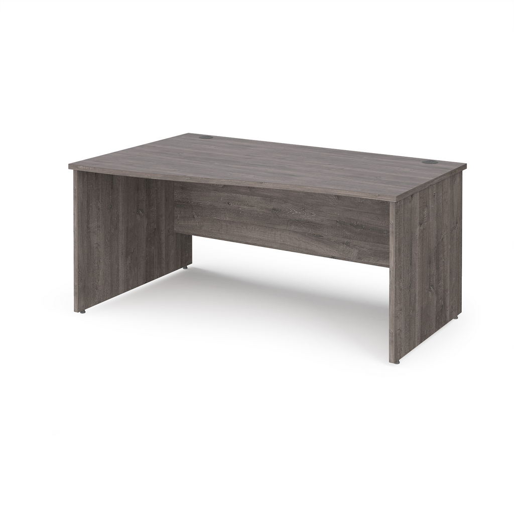 Picture of Maestro 25 left hand wave desk 1600mm wide - grey oak top with panel end leg