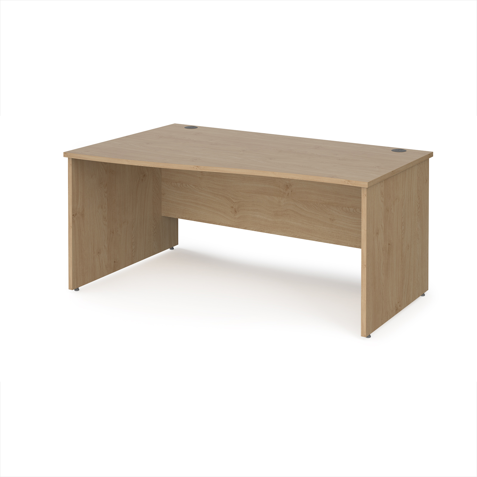 Picture of Maestro 25 left hand wave desk 1600mm wide - Kendal Oak Top with panel end leg
