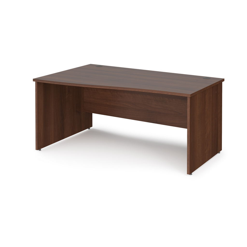 Picture of Maestro 25 left hand wave desk 1600mm wide - walnut top with panel end leg