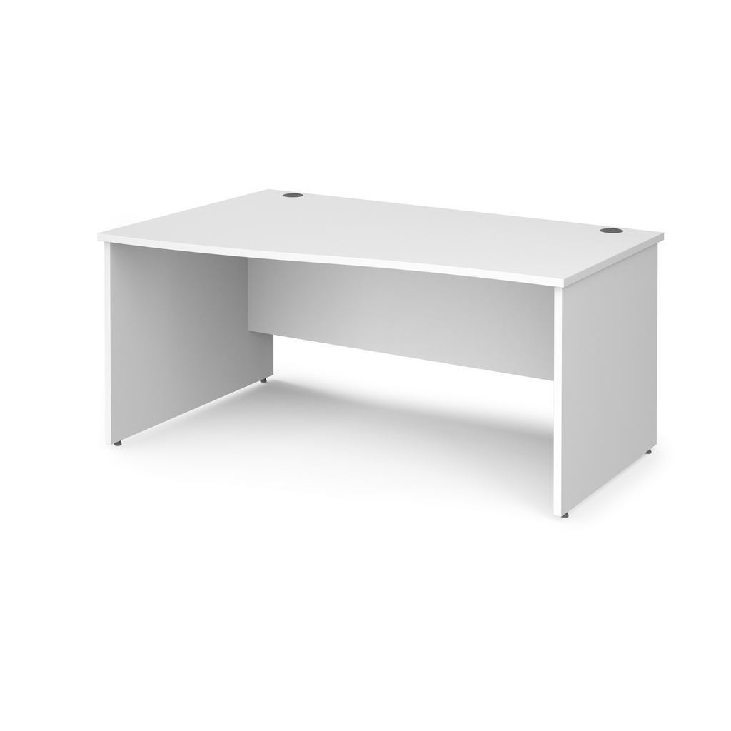 Picture of Maestro 25 left hand wave desk 1600mm wide - white top with panel end leg