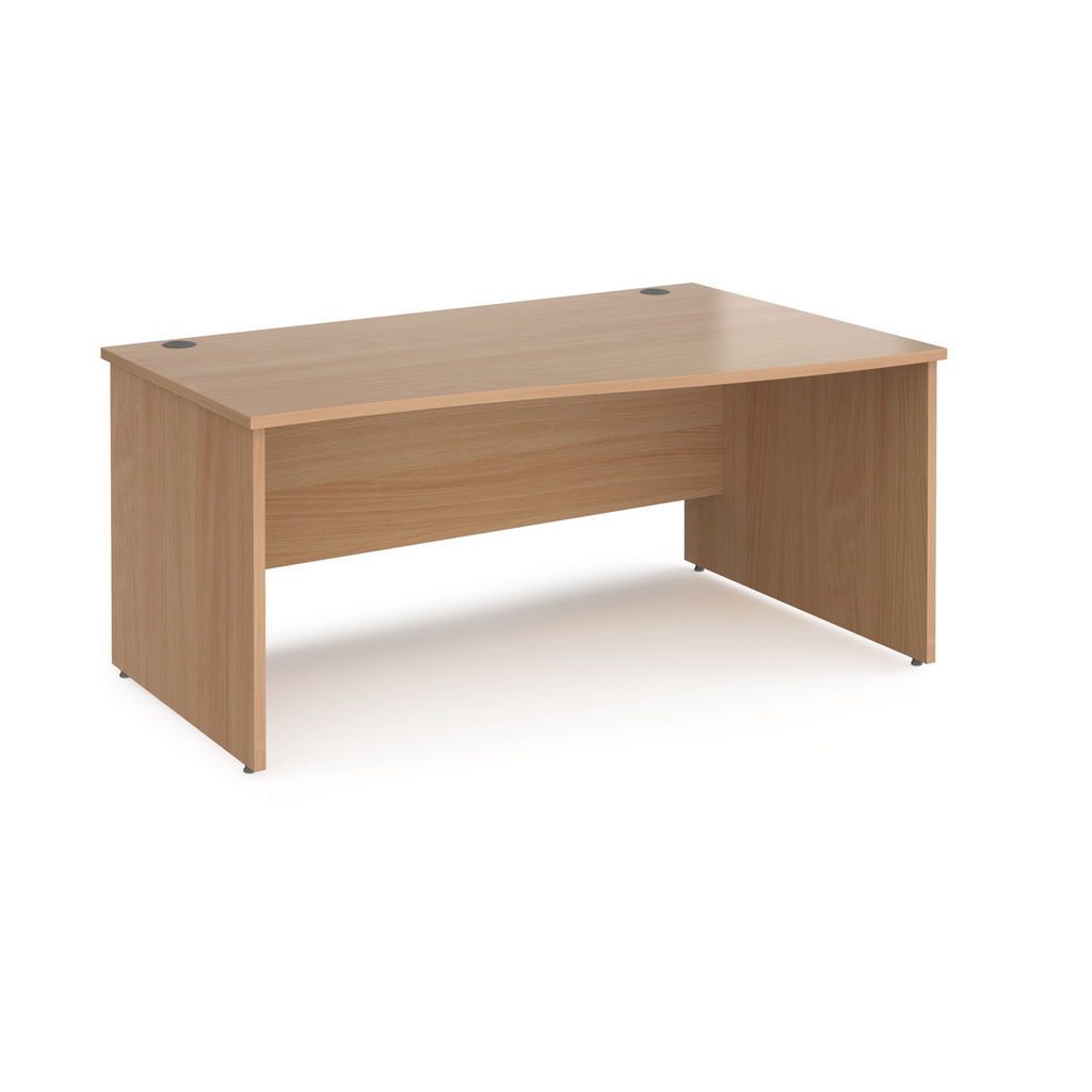 Picture of Maestro 25 right hand wave desk 1600mm wide - beech top with panel end leg