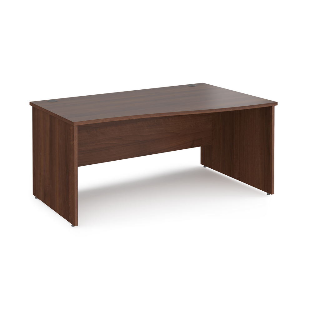 Picture of Maestro 25 right hand wave desk 1600mm wide - walnut top with panel end leg