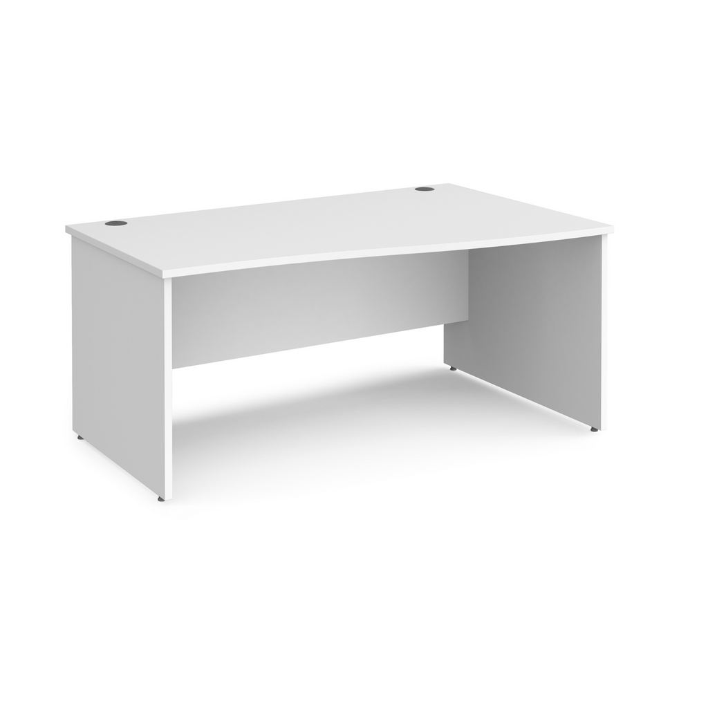 Picture of Maestro 25 right hand wave desk 1600mm wide - white top with panel end leg