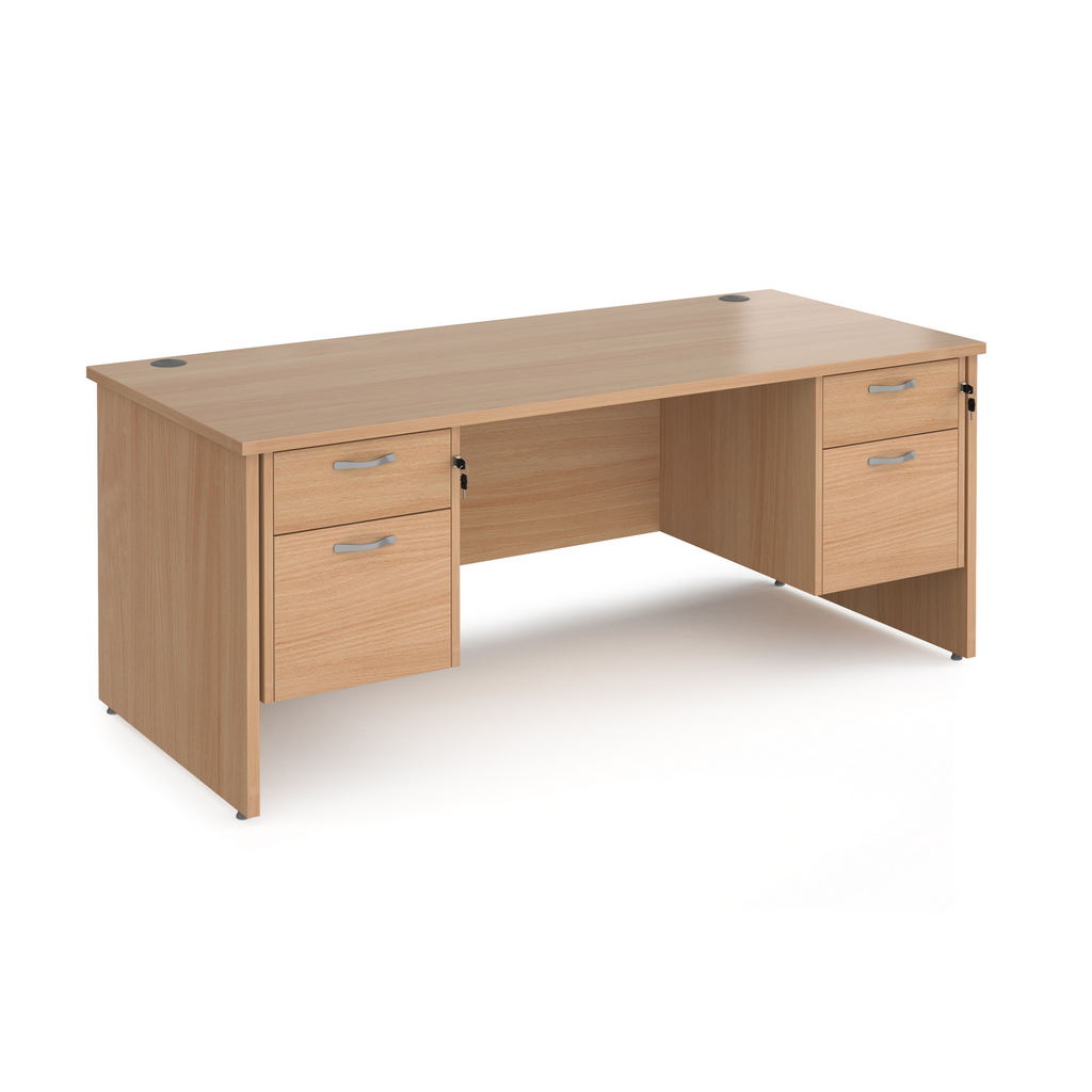 Picture of Maestro 25 straight desk 1800mm x 800mm with two x 2 drawer pedestals - beech top with panel end leg