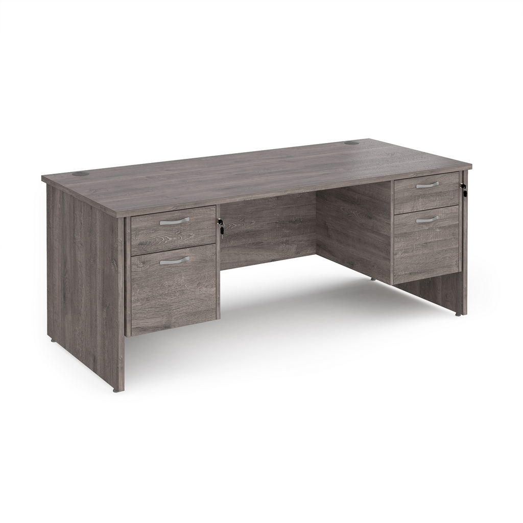 Picture of Maestro 25 straight desk 1800mm x 800mm with two x 2 drawer pedestals - grey oak top with panel end leg