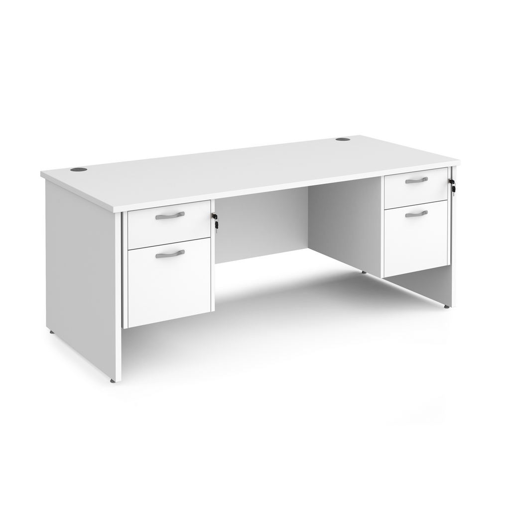 Picture of Maestro 25 straight desk 1800mm x 800mm with two x 2 drawer pedestals - white top with panel end leg