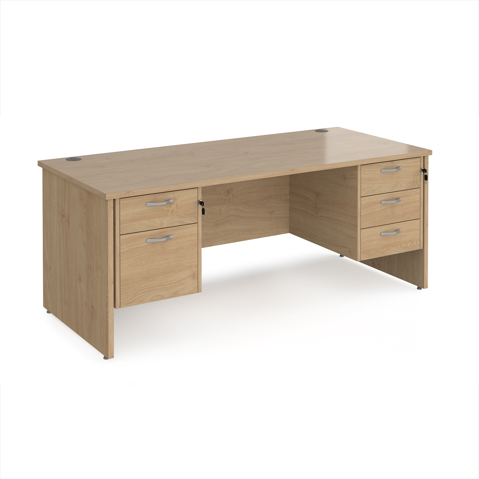 Picture of Maestro 25 straight desk 1800mm x 800mm with 2 and 3 drawer pedestals - Kendal Oak Top with panel end leg