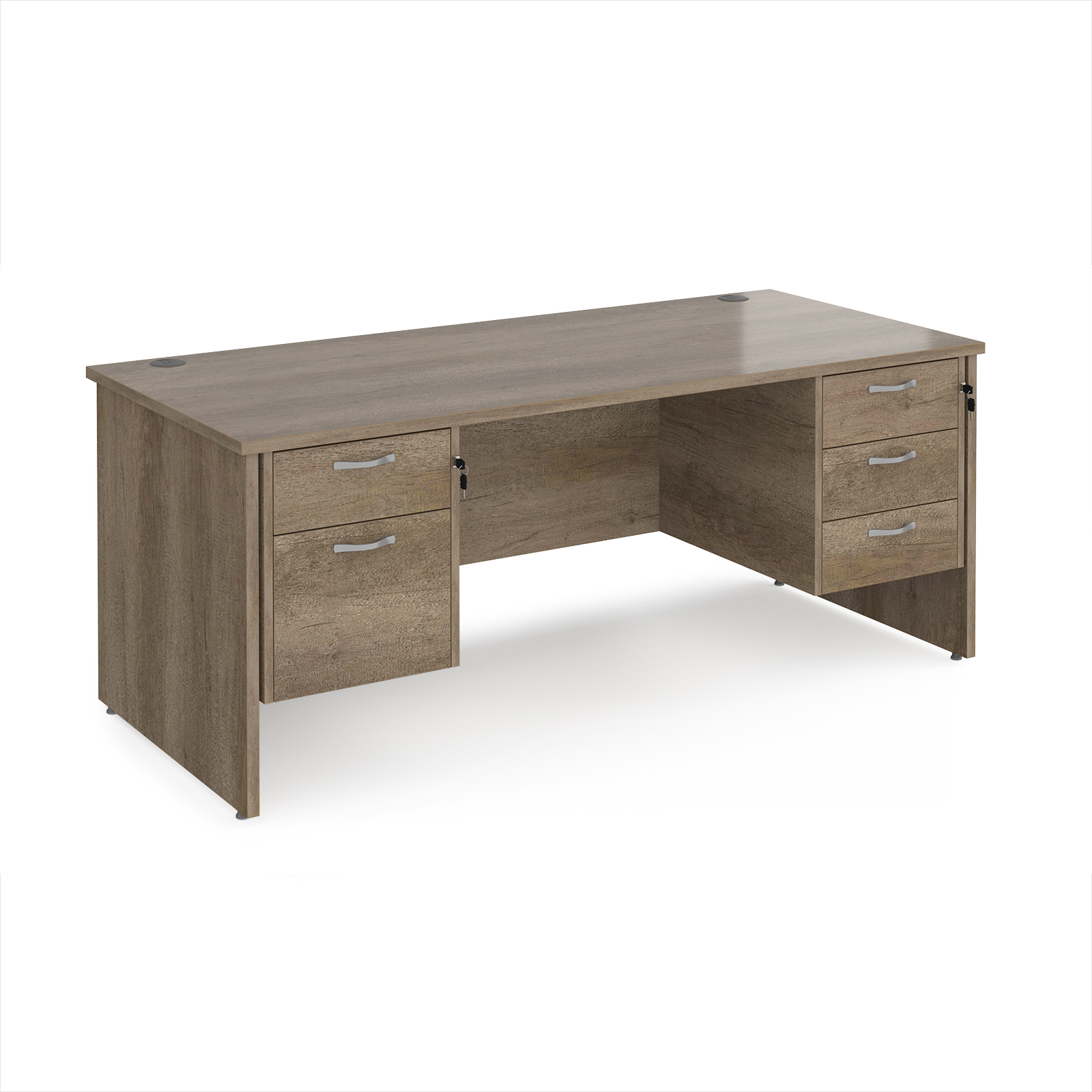 Picture of Maestro 25 straight desk 1800mm x 800mm with 2 and 3 drawer pedestals - Nebraska top with panel end leg