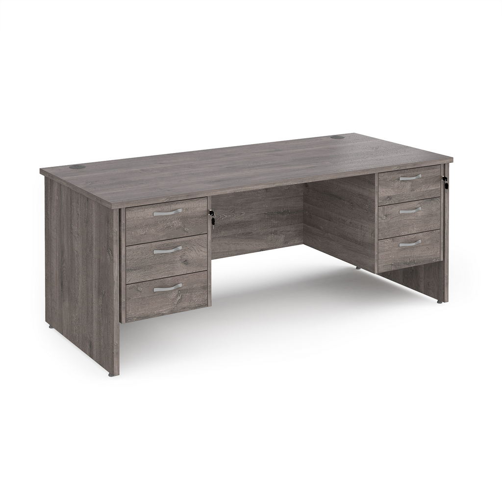 Picture of Maestro 25 straight desk 1800mm x 800mm with two x 3 drawer pedestals - grey oak top with panel end leg