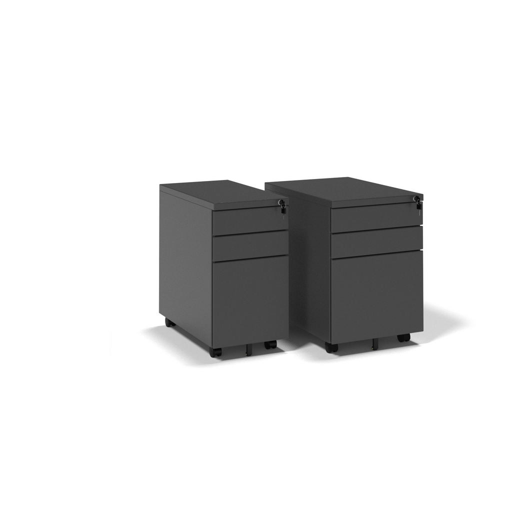 Picture of Steel 3 drawer wide mobile pedestal - black