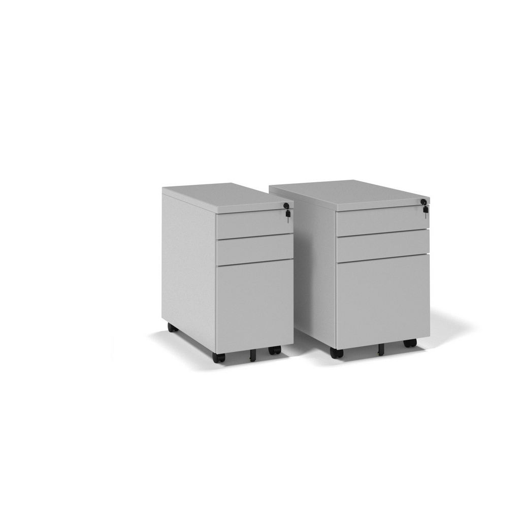 Picture of Steel 3 drawer narrow mobile pedestal - silver