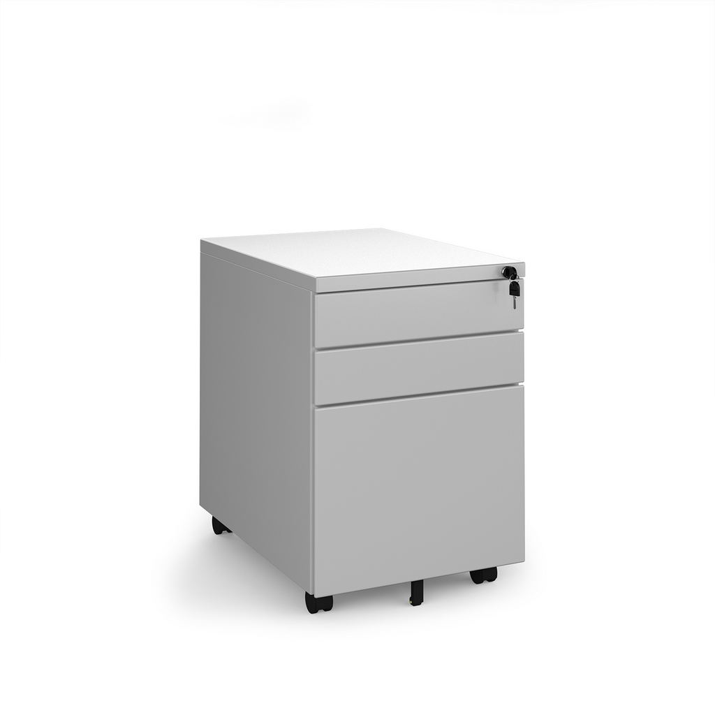 Picture of Steel 3 drawer wide mobile pedestal - silver
