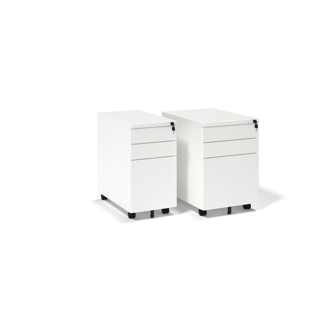 Picture of Steel 3 drawer narrow mobile pedestal - white