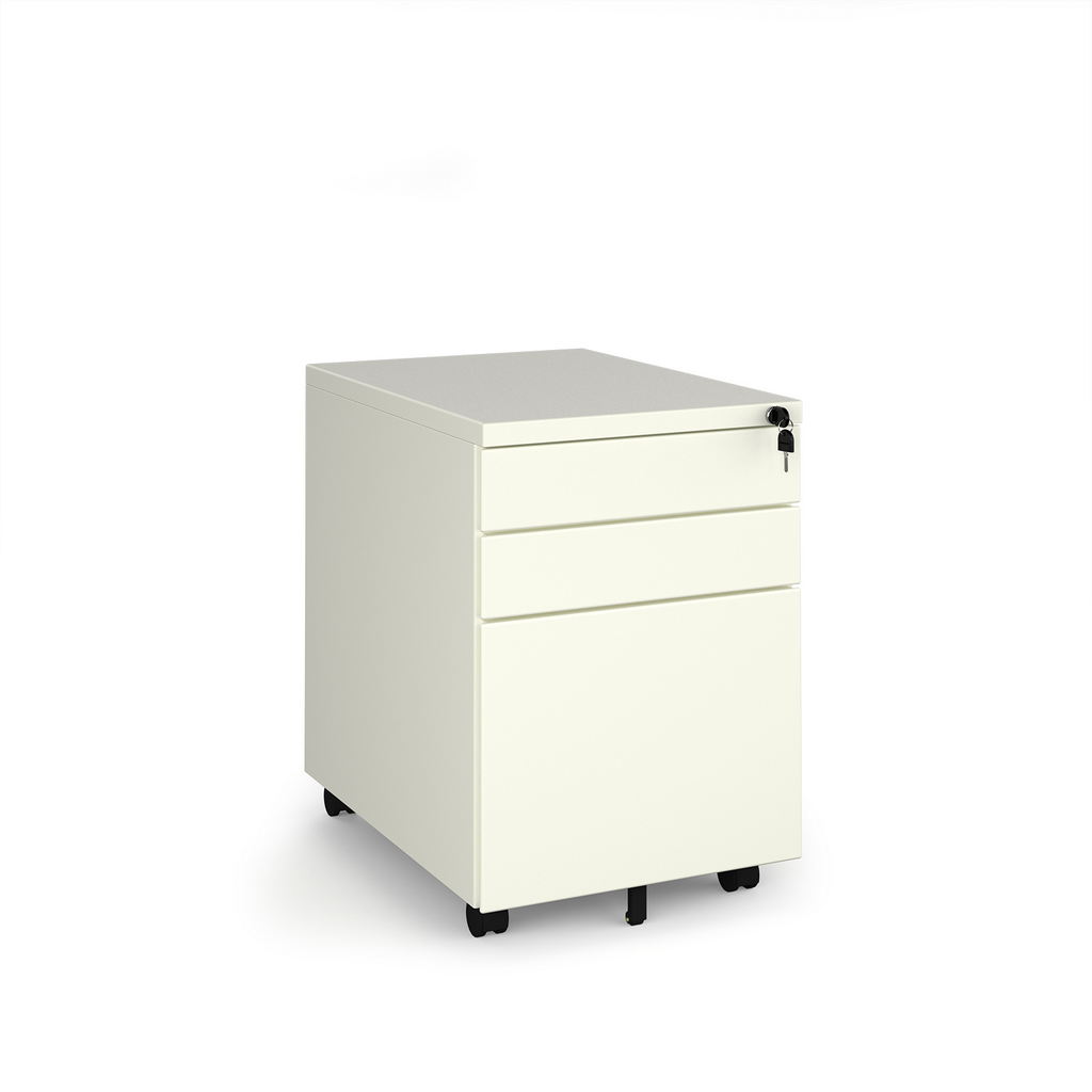 Picture of Steel 3 drawer wide mobile pedestal - white
