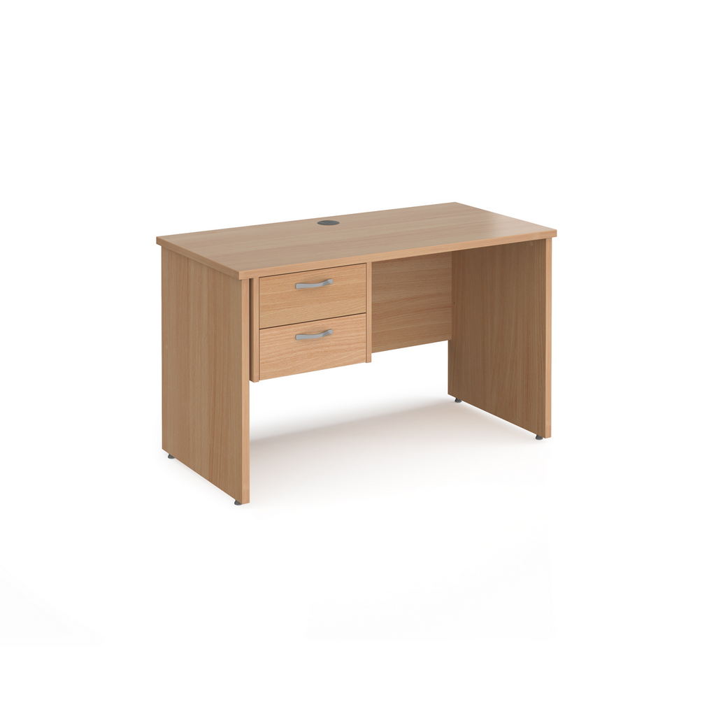 Picture of Maestro 25 straight desk 1200mm x 600mm with 2 drawer pedestal - beech top with panel end leg