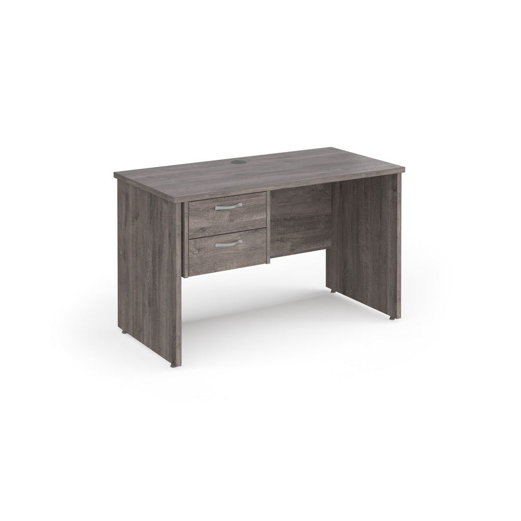 Picture of Maestro 25 straight desk 1200mm x 600mm with 2 drawer pedestal - grey oak top with panel end leg