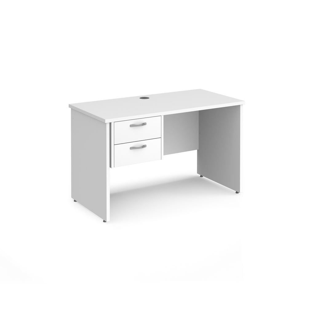 Picture of Maestro 25 straight desk 1200mm x 600mm with 2 drawer pedestal - white top with panel end leg