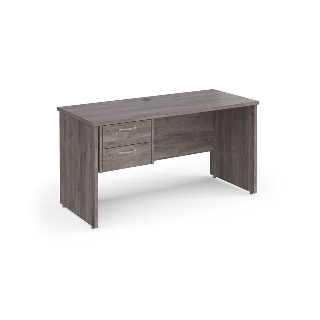 Picture of Maestro 25 straight desk 1400mm x 600mm with 2 drawer pedestal - grey oak top with panel end leg