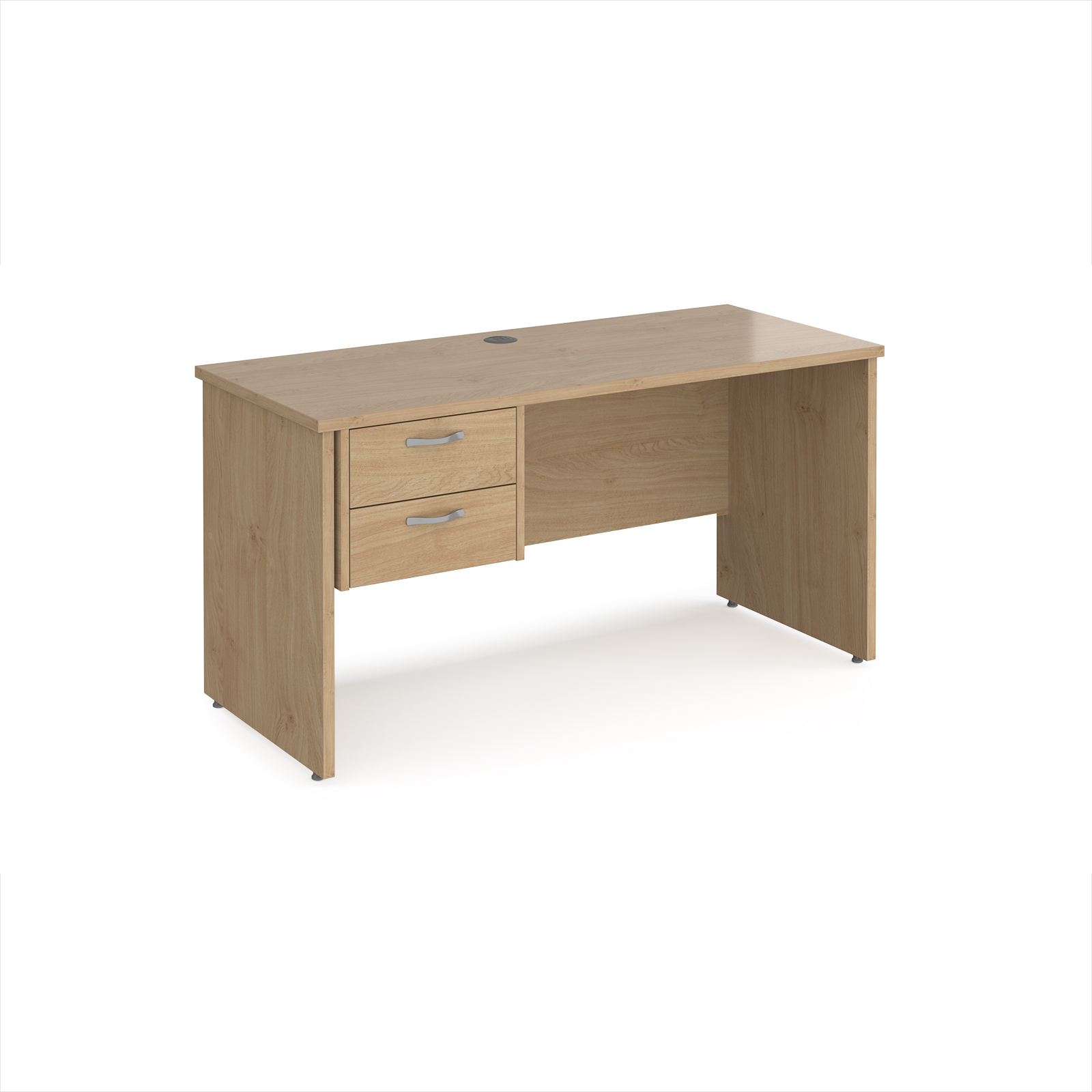 Picture of Maestro 25 straight desk 1400mm x 600mm with 2 drawer pedestal - Kendal Oak Top with panel end leg