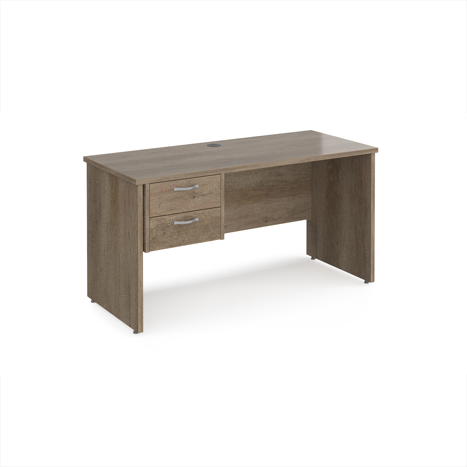 Picture of Maestro 25 straight desk 1400mm x 600mm with 2 drawer pedestal - Nebraska Oak Top with panel end leg