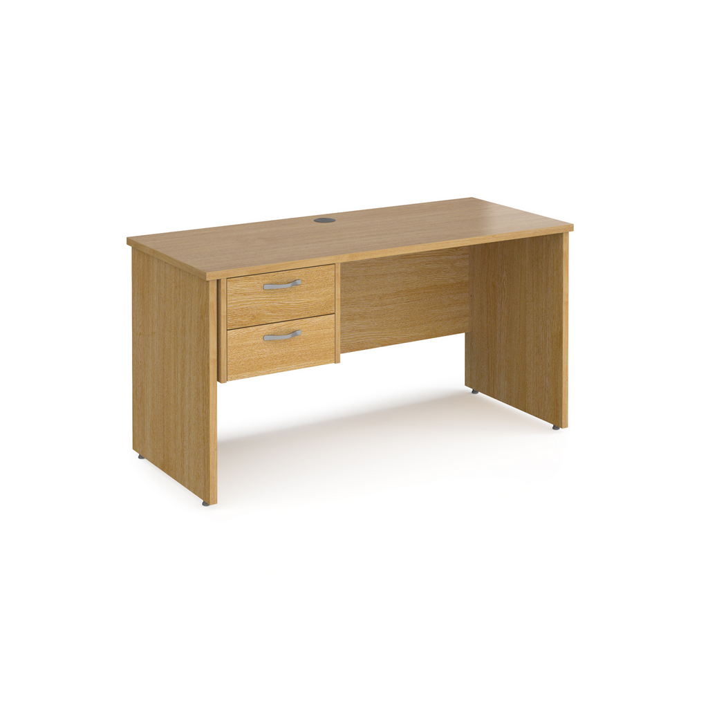 Picture of Maestro 25 straight desk 1400mm x 600mm with 2 drawer pedestal - oak top with panel end leg