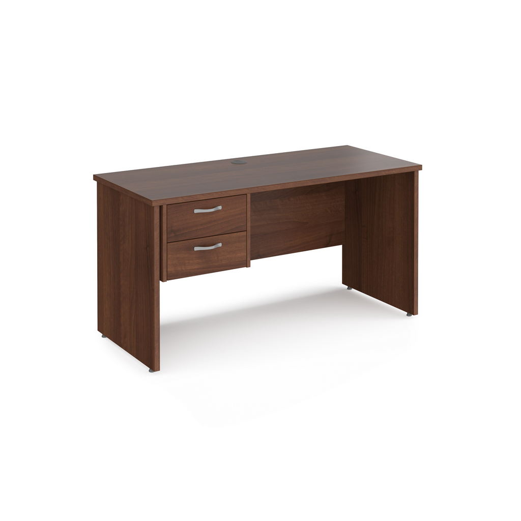 Picture of Maestro 25 straight desk 1400mm x 600mm with 2 drawer pedestal - walnut top with panel end leg