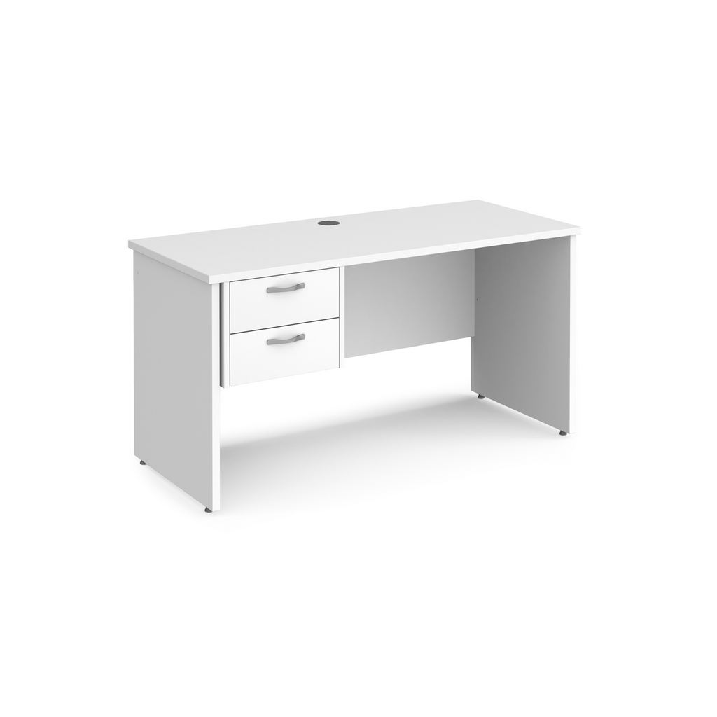 Picture of Maestro 25 straight desk 1400mm x 600mm with 2 drawer pedestal - white top with panel end leg