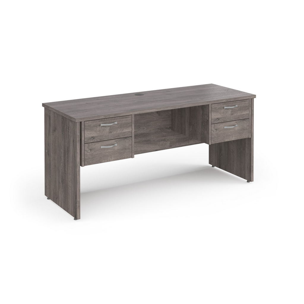 Picture of Maestro 25 straight desk 1600mm x 600mm with two x 2 drawer pedestals - grey oak top with panel end leg