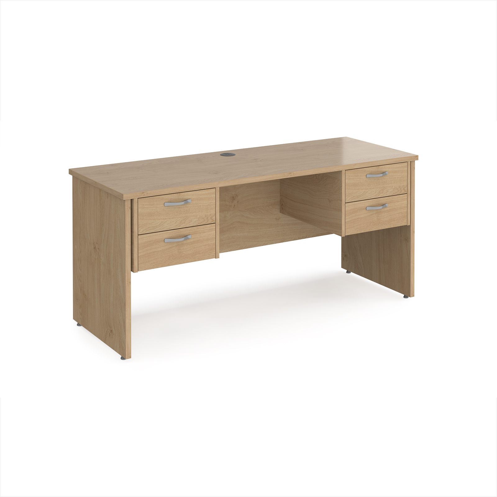 Picture of Maestro 25 straight desk 1600mm x 600mm with two x 2 drawer pedestals - Kendal Oak Top with panel end leg