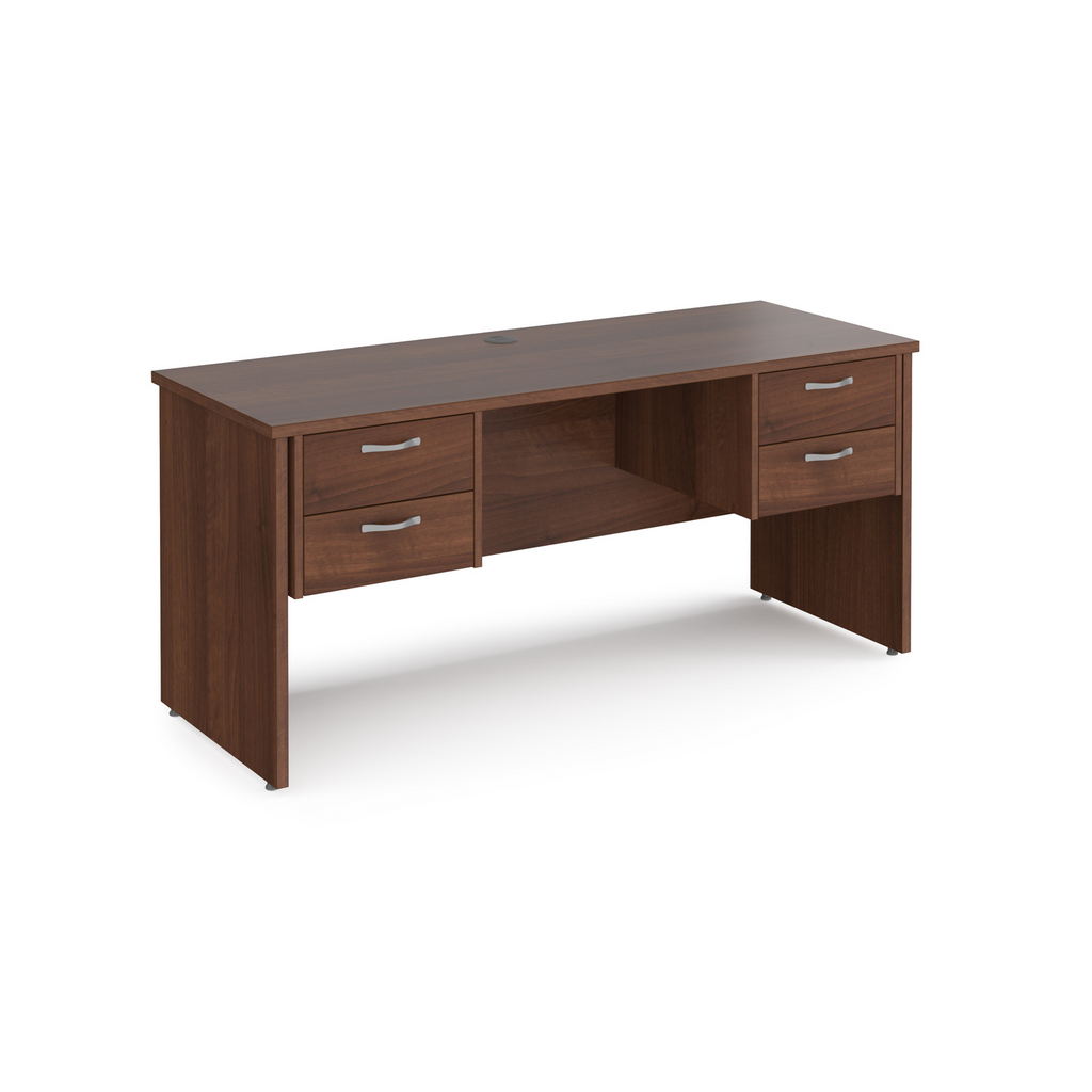 Picture of Maestro 25 straight desk 1600mm x 600mm with two x 2 drawer pedestals - walnut top with panel end leg