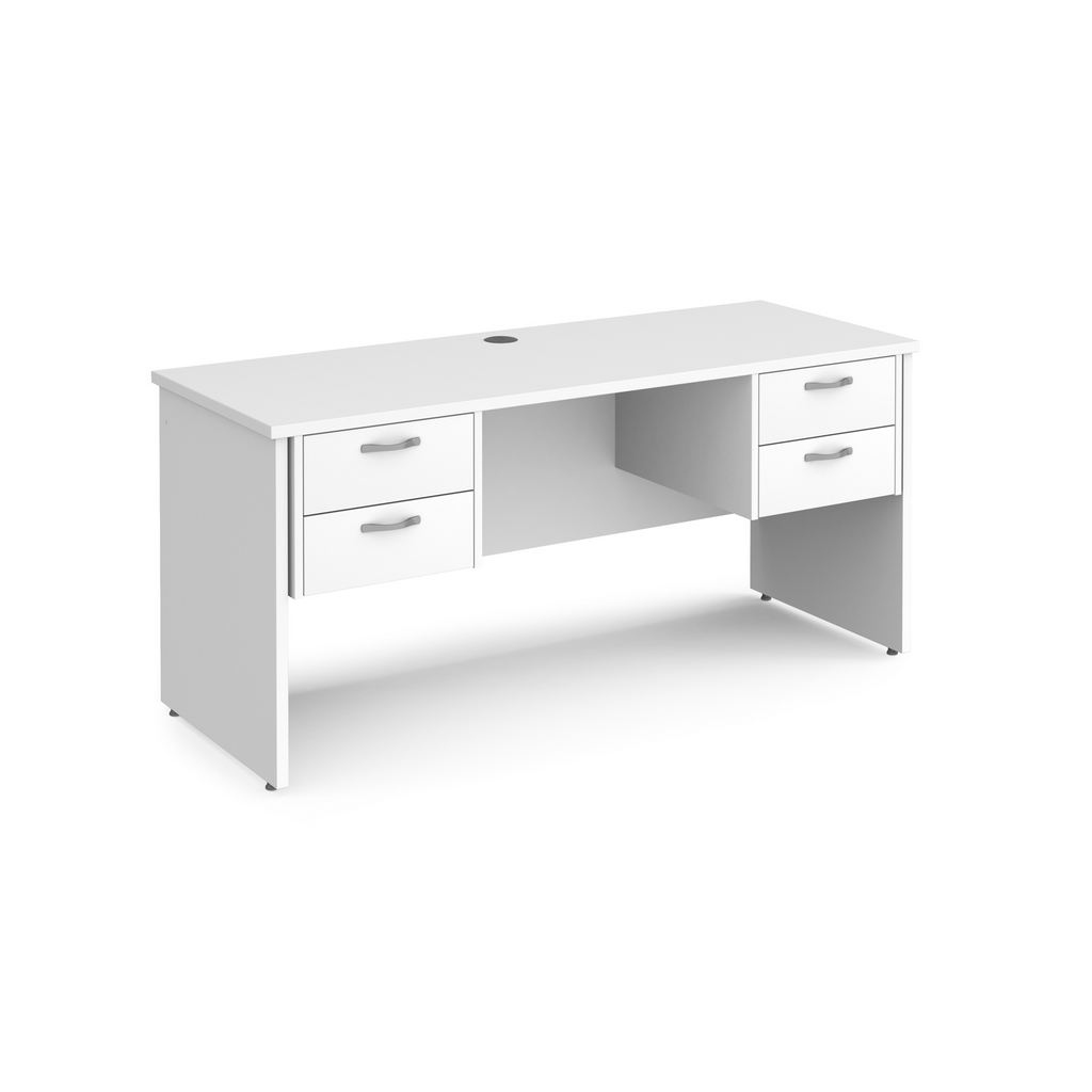 Picture of Maestro 25 straight desk 1600mm x 600mm with two x 2 drawer pedestals - white top with panel end leg