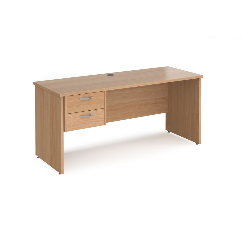 Picture of Maestro 25 straight desk 1600mm x 600mm with 2 drawer pedestal - beech top with panel end leg