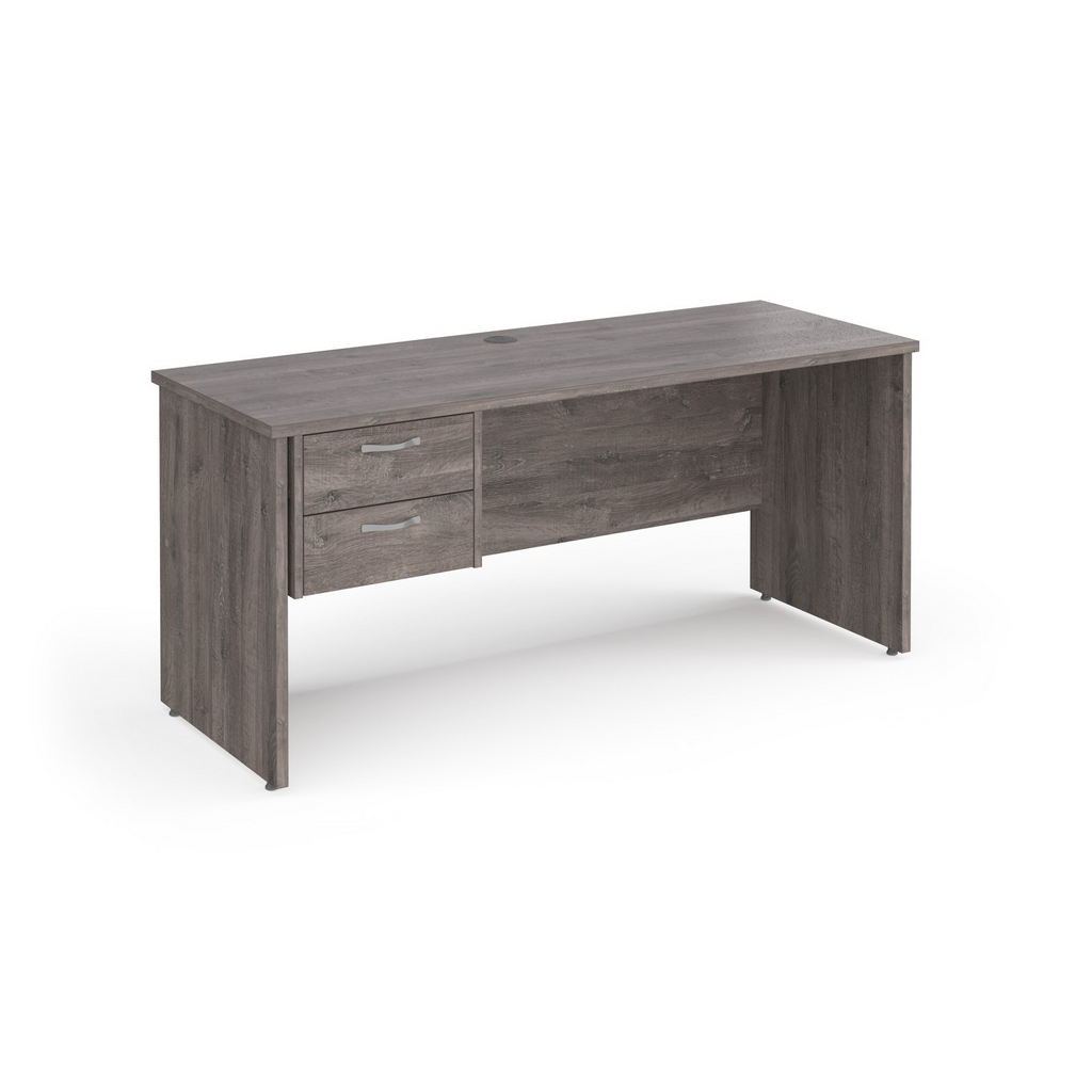 Picture of Maestro 25 straight desk 1600mm x 600mm with 2 drawer pedestal - grey oak top with panel end leg