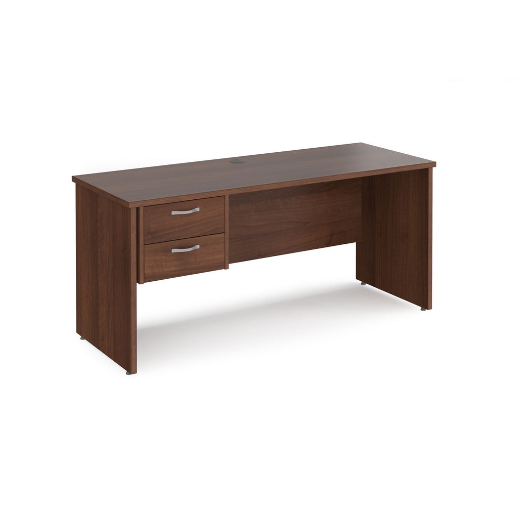 Picture of Maestro 25 straight desk 1600mm x 600mm with 2 drawer pedestal - walnut top with panel end leg