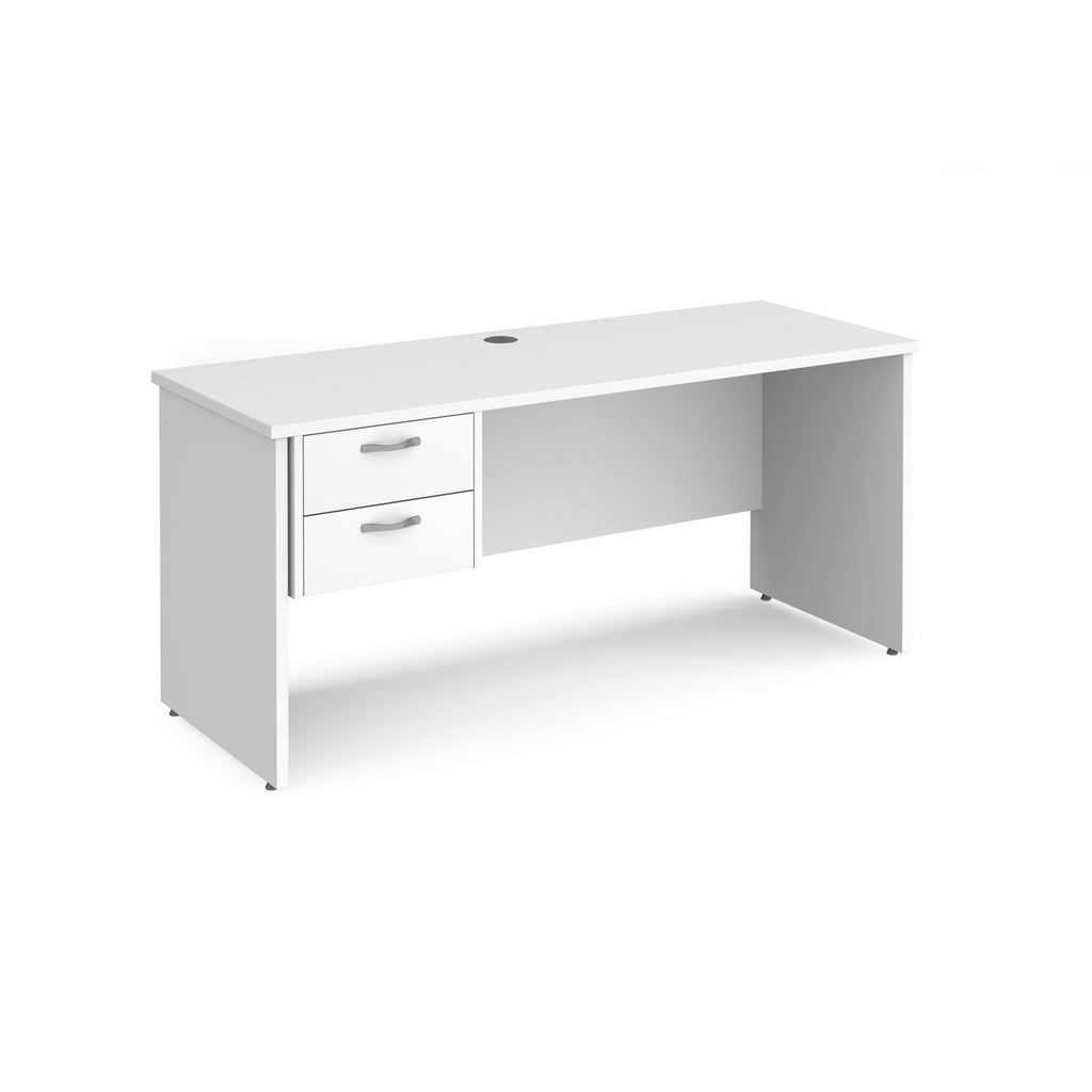 Picture of Maestro 25 straight desk 1600mm x 600mm with 2 drawer pedestal - white top with panel end leg