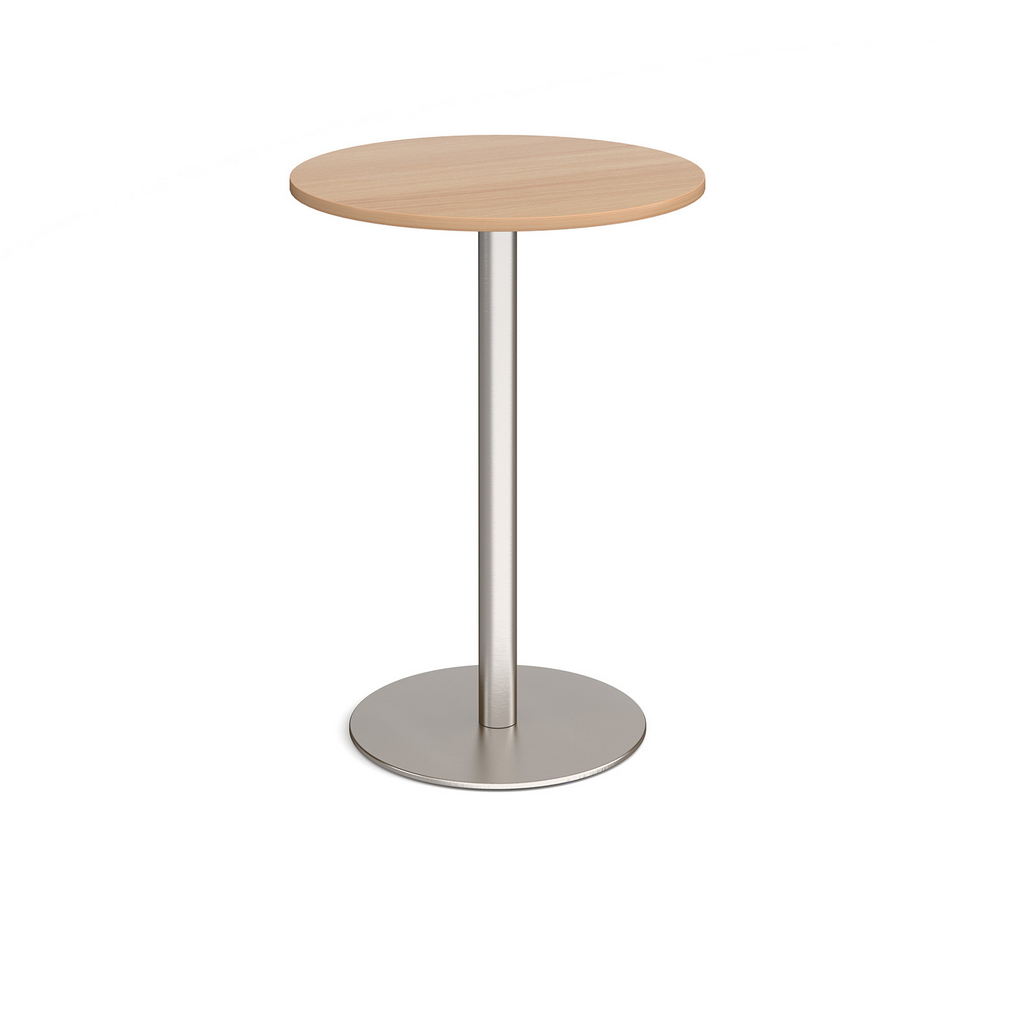 Picture of Monza circular poseur table with flat round brushed steel base 800mm - beech