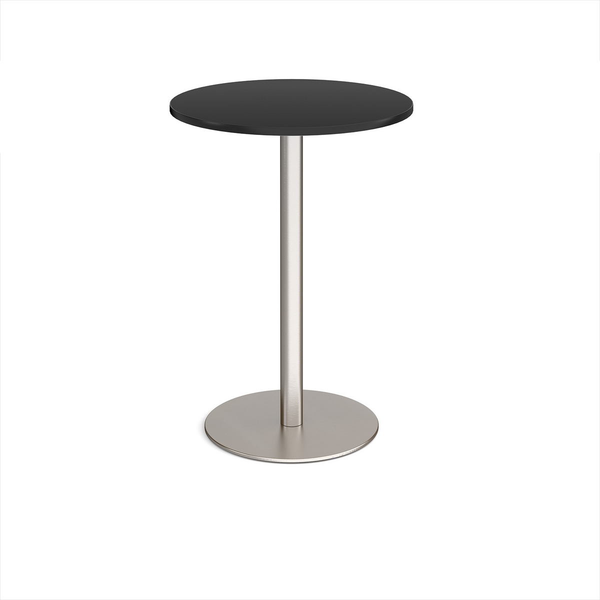 Picture of Monza circular poseur table with flat round brushed steel base 800mm - Black