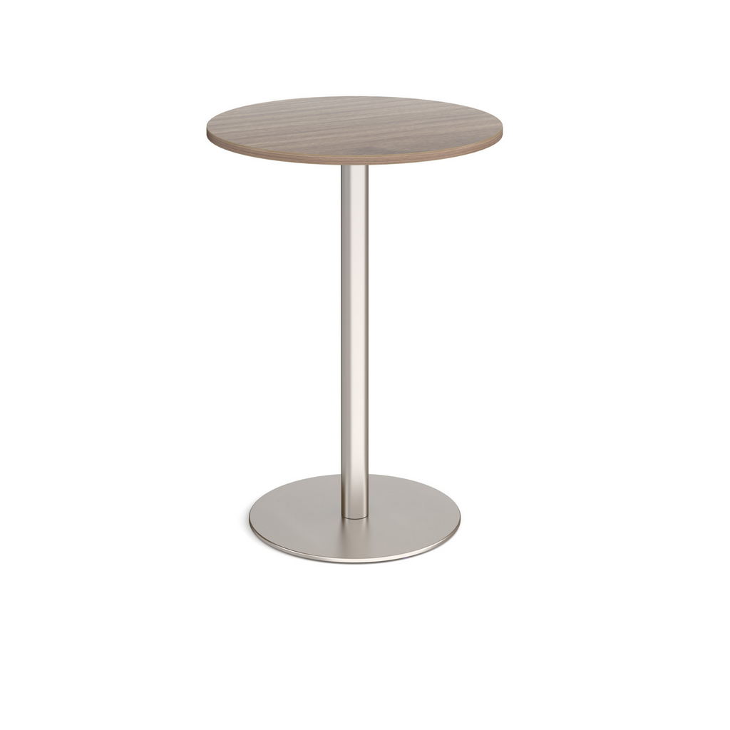 Picture of Monza circular poseur table with flat round brushed steel base 800mm - barcelona walnut