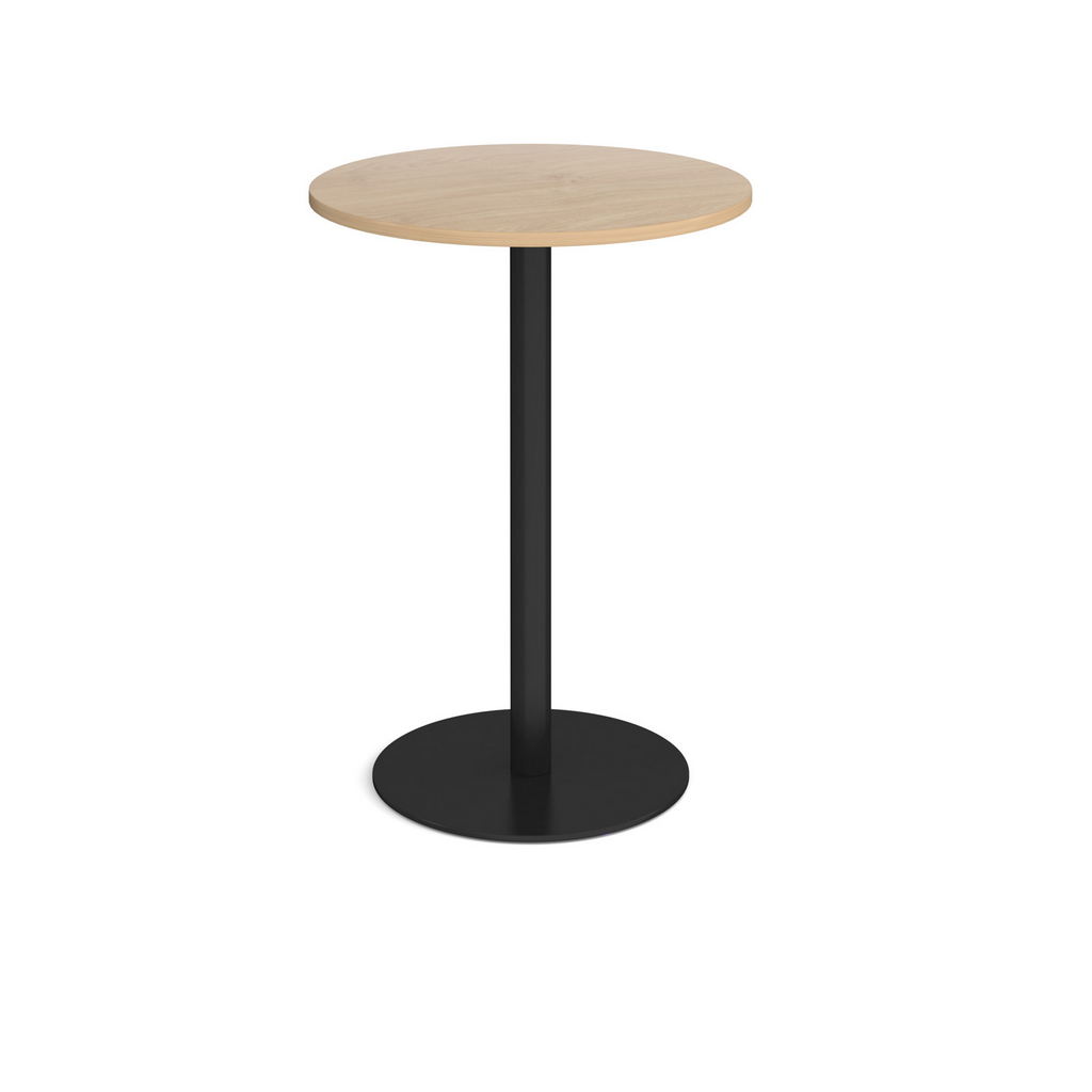 Picture of Monza circular poseur table with flat round black base 800mm - kendal oak