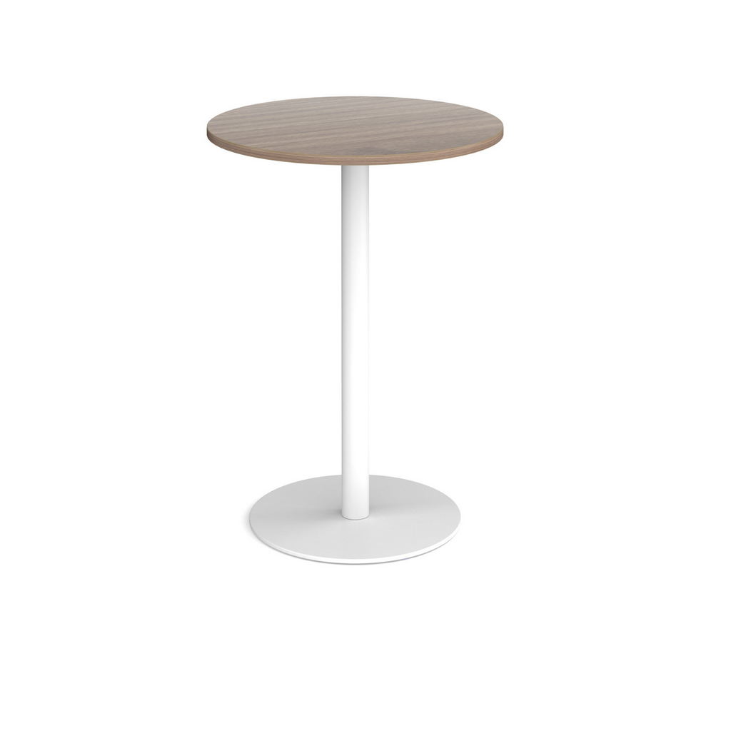 Picture of Monza circular poseur table with flat round white base 800mm - barcelona walnut
