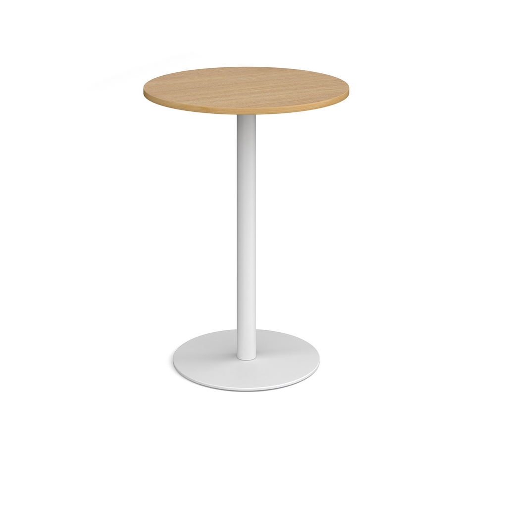 Picture of Monza circular poseur table with flat round white base 800mm - oak