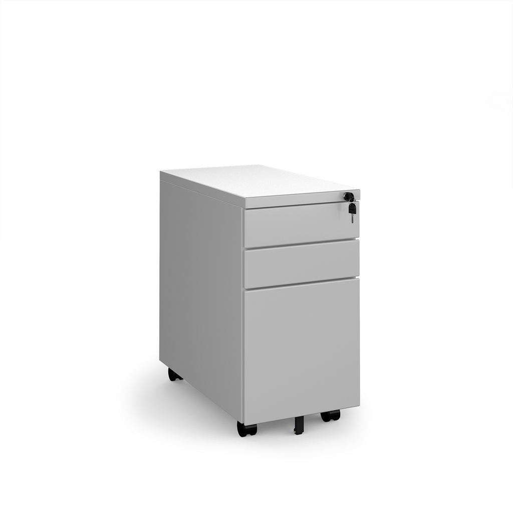 Picture of Steel 3 drawer narrow mobile pedestal - silver